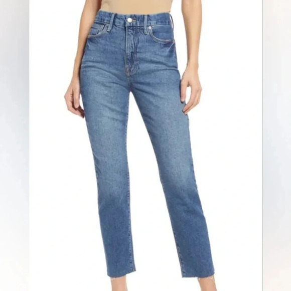 Good classic high‎ rise skinny-ish jeans in blue size 0/ 25 Good American NWT - Picture 1 of 7